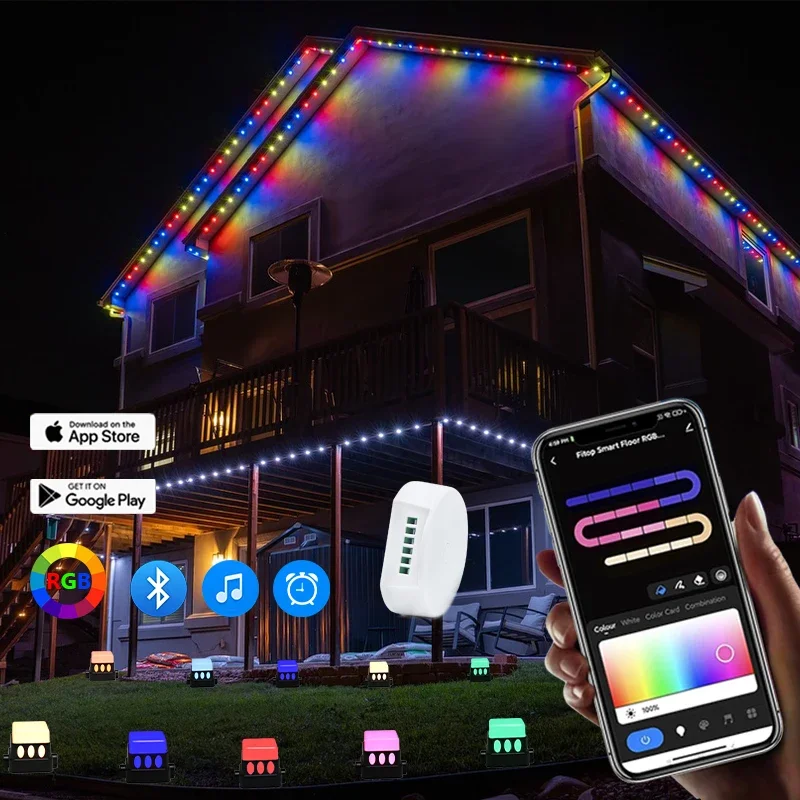 Colorful LED Lighting Festive Lights Waterproof Smart Led RGBW Permanent Christmas Outdoor lights For Lawn Decoration