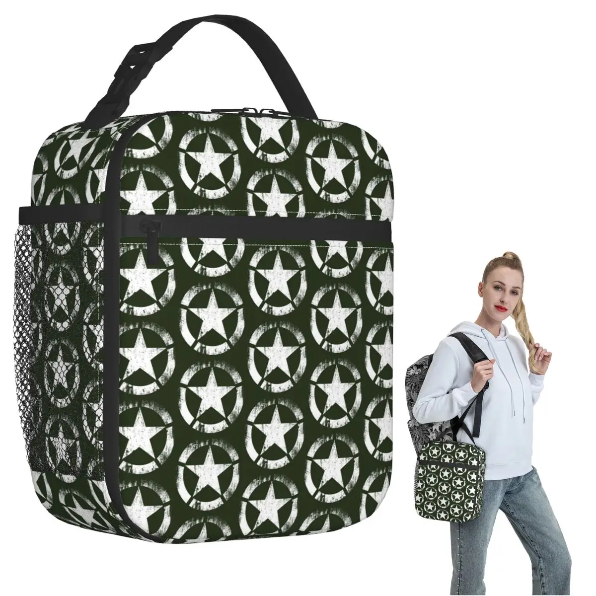 

Американская армия, военная звездная изолированная сумка для обеда для женщин и детей, портативные коробки для еды, термосумка для обеда