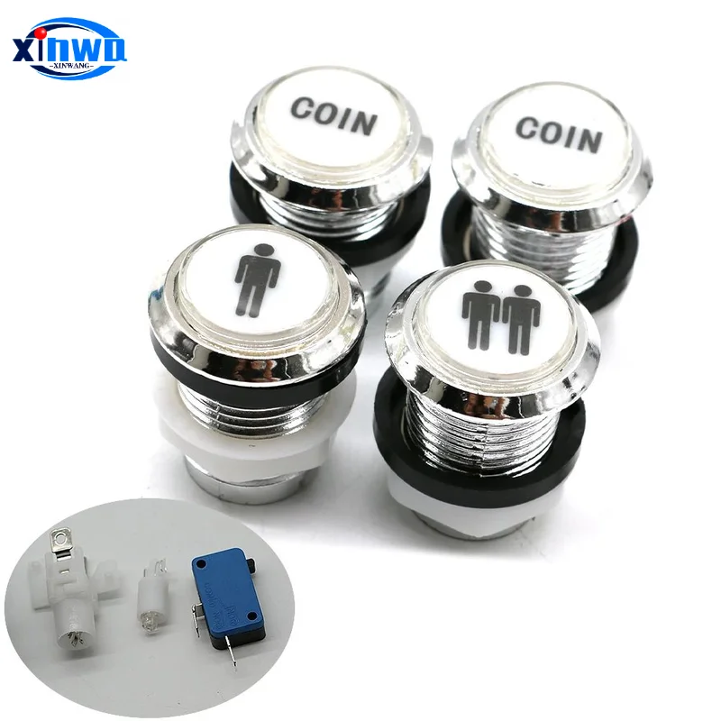 33mm Chrome Illuminated Led Push Button Swithc 5v 12v Light Coin Player American Arcade Game Machine Joystick Console Diy Set