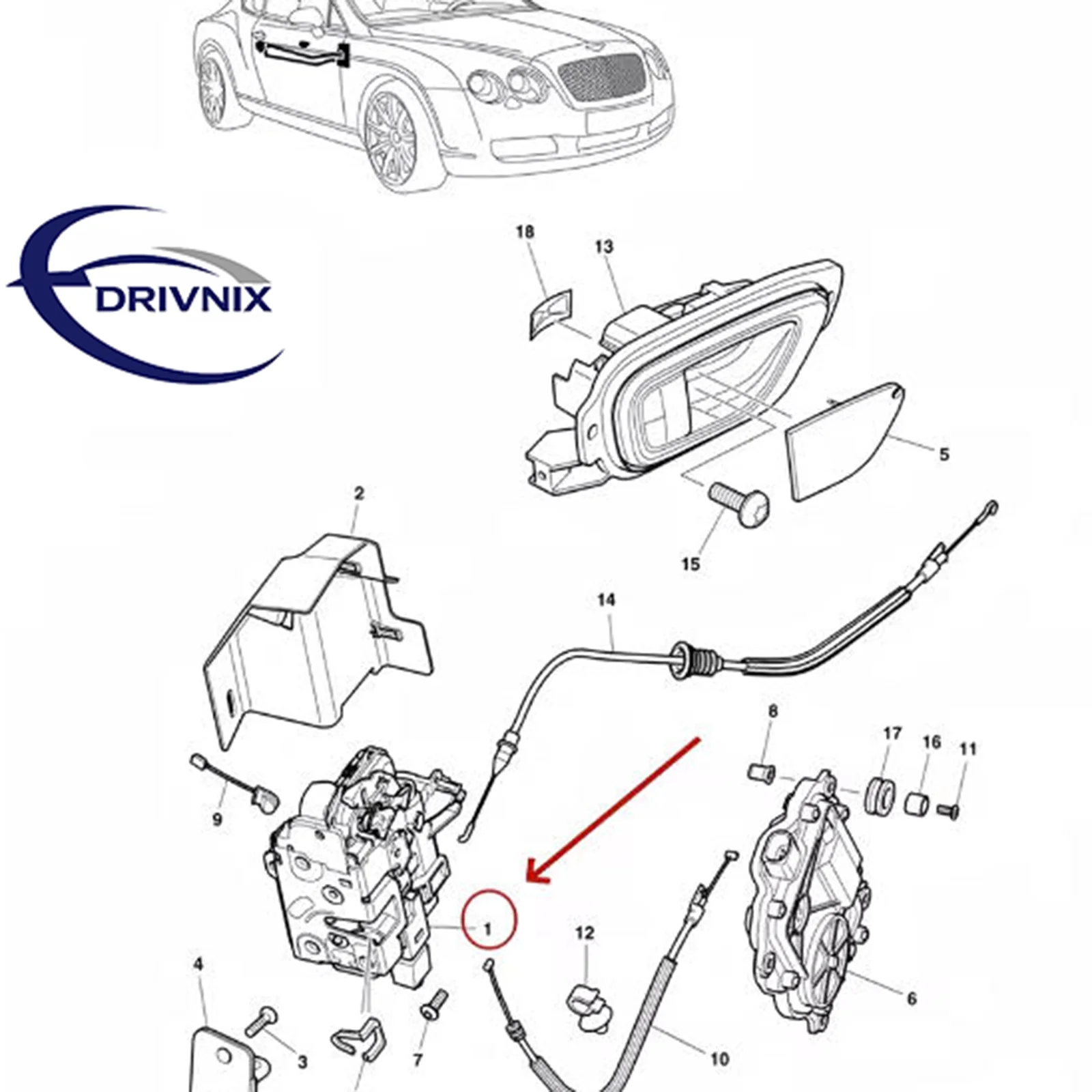 High quality 3D1837015AA Front Left Door Lock for Bentley Continental GT 03-18 GTC 06-10 Flying Spur 06-12 Dedicated door latch