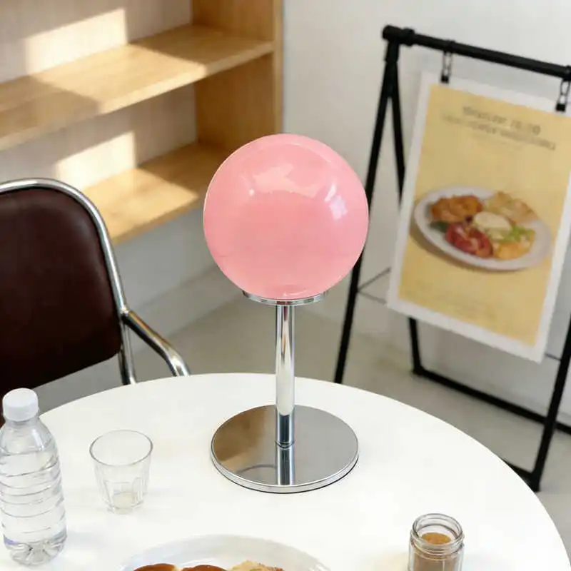 

Ins Pink Girlish Lollipop Table Lamp Bauhaus Minimalist Mid-Century Bedroom Bedside Decorative Ambient Lamp