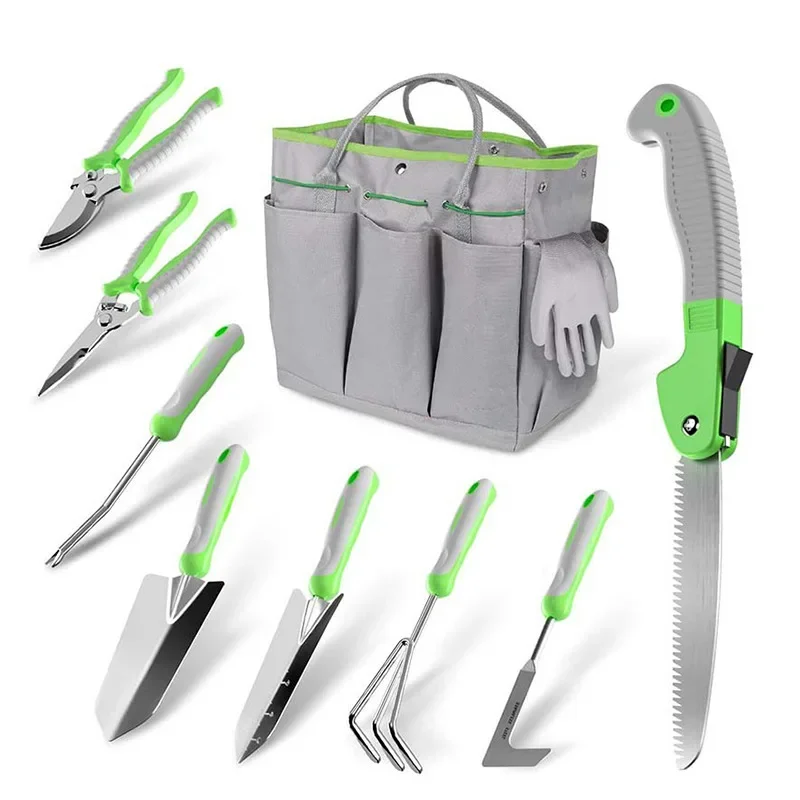 BIESUO 10-piece Garden Outdoor Tool Set Stainless Steel Outdoor Household Manual Garden Tool Set