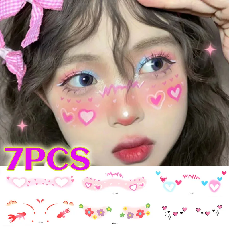 Cute Love Bow Temporary Face Stickers Disposable Lasting Tattoo Sticker Love Sweet Waterproof Korean Makeup Decorative Stickers