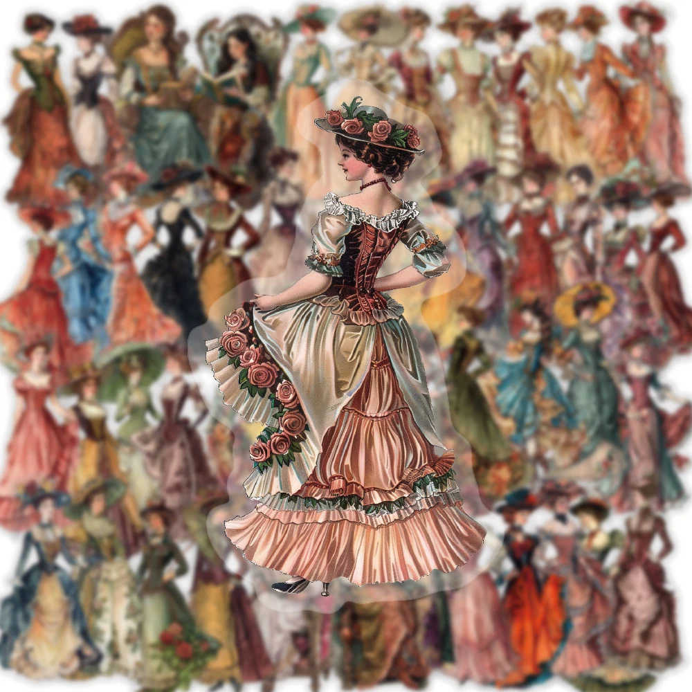 50 pezzi vintage medievale classico socialite PET adesivo arte bella chitarra telefono laptop tazza collezione regalo fai da te decorativo