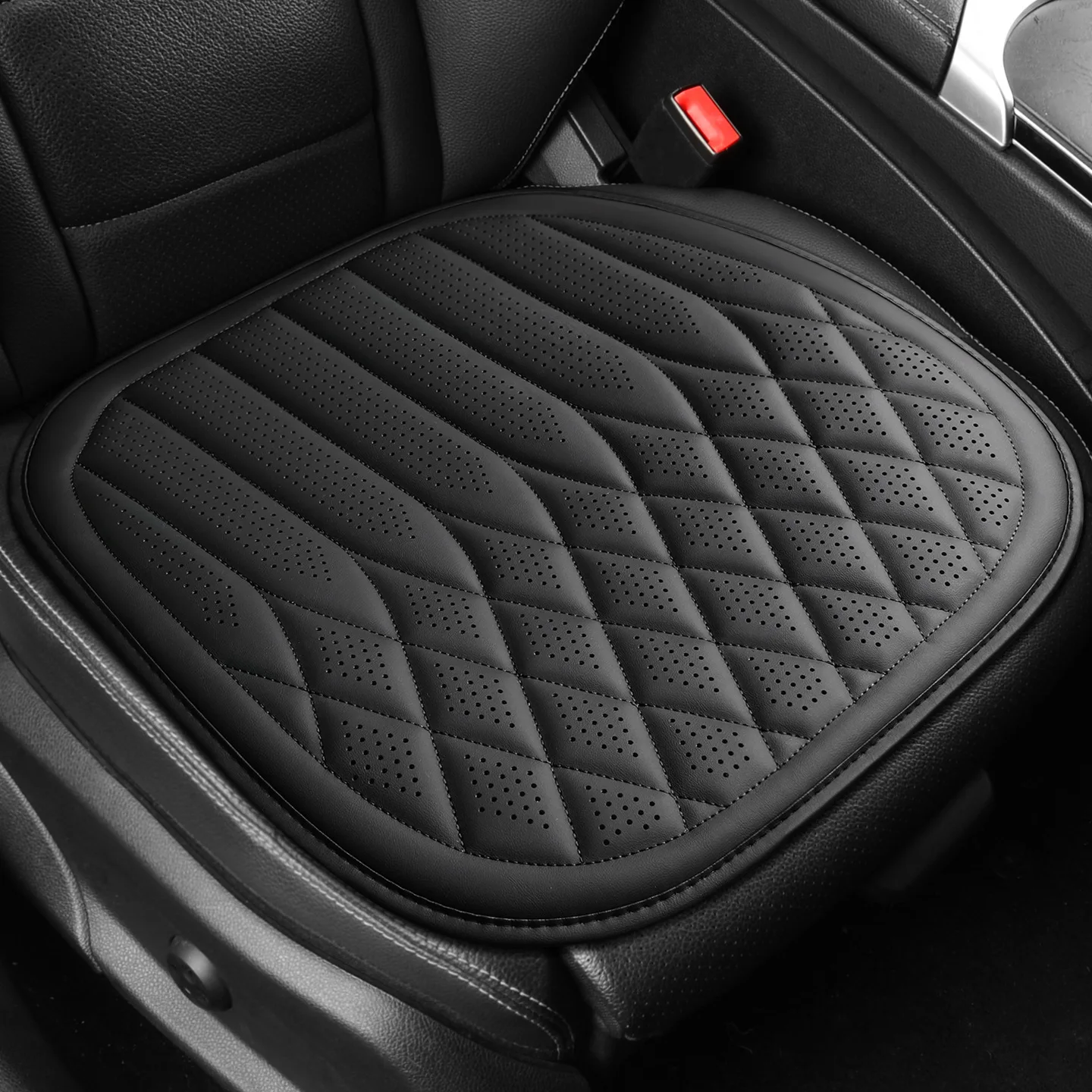 

Car Leather Seat Cushion Comfortable Non-slip Perforated Cushion Breathable Seat Cover for All Seasons Business Style Cushion