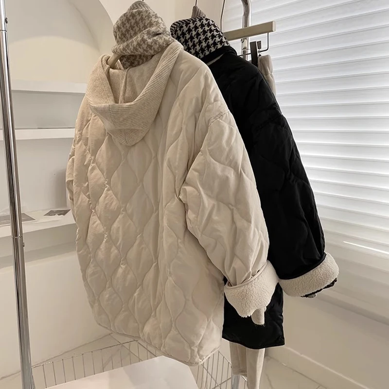 Estetyka lat 2000 Harajuku Vintage Parki Damskie Zimowe Stroje Retro Y2K Streetwear Luźne Krój Koreańska Moda Trend Płaszcz Kurtka