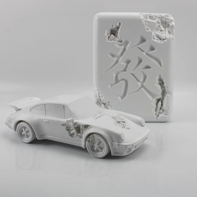 Artistic Abstract Resin Mahjong Car Figurines Car Decorative Sculpture Minimalism Decoration Home Bookcase Room Mesa Accessories