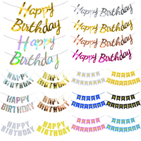 Happy Birthday Banner Gold Silver Birthday Hanging Flags Pennant Banner Birthday Party Decoration Supplies 1St Birthday Boy Girl