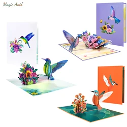 Tarjeta de cumpleaños de colibrí emergente 3D con sobre, tarjetas de felicitación de animales, regalo hecho a mano, aniversario del Día de la madre para esposa, mujer, mamá
