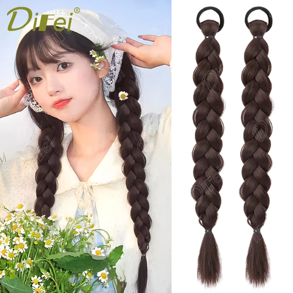 DIFEI коса хвост синтетический парик резинка стиль хвост наращивание волос парик подходит для женщин повседневная праздничная одежда для вечеринок DIFEI коса хвост синтетический парик резинка стиль хвост наращивание волос парик подходит для женщин повседневная праздничная одежда для вечеринок