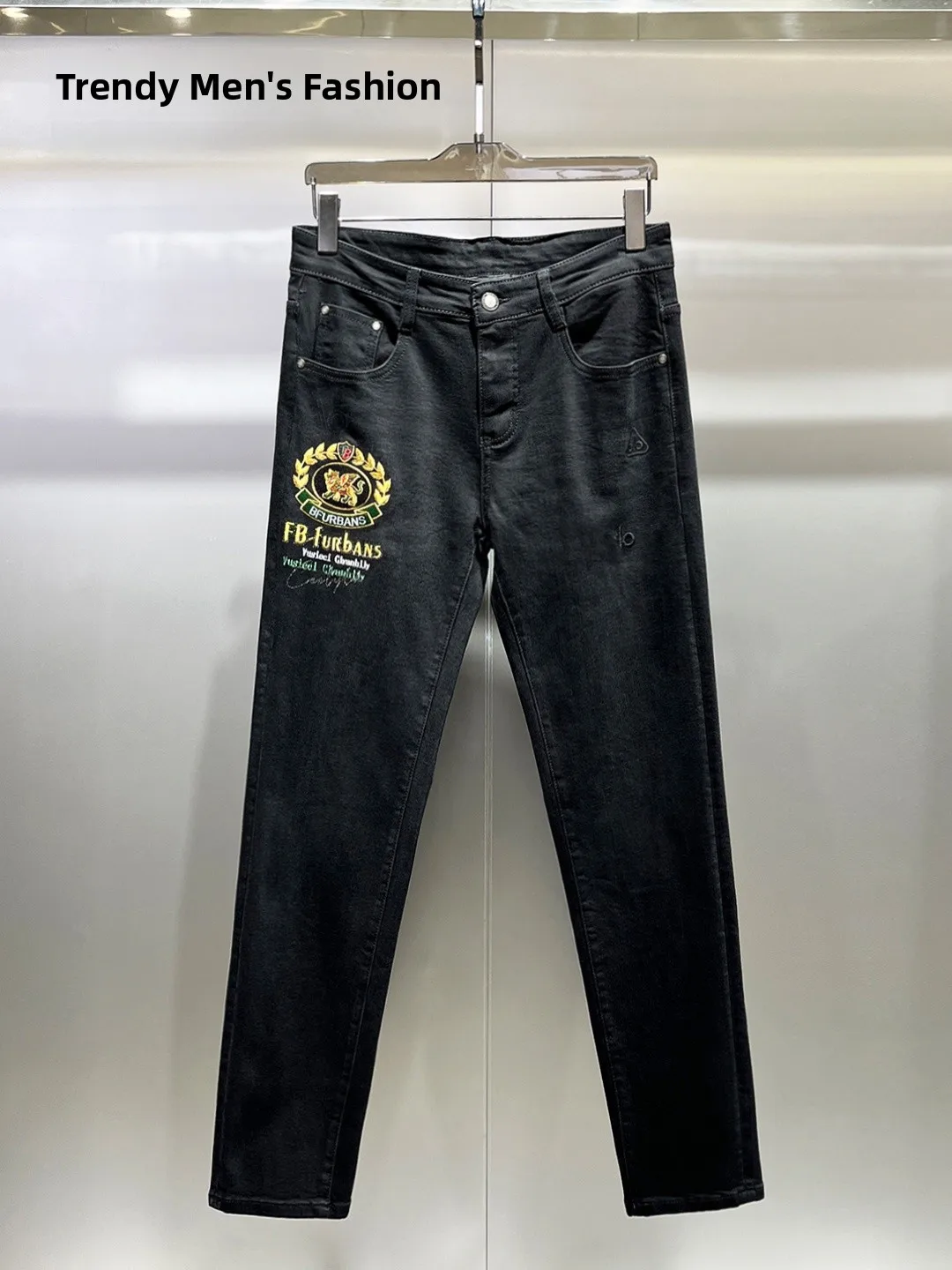 

Ele Embroidered Printed Slim Fit Men's Jeans Long Pants Autumn New Sle Comfortable Breathable Anti-Wrinkle Resistant to...