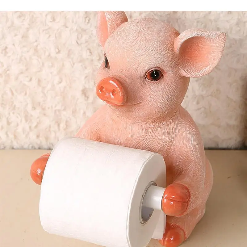 Resin Animals Paper Towel Holder Desktop VerticalPaper Roll  Pig/elephant/monkey Decorative Ornaments Crafts Tissue Box