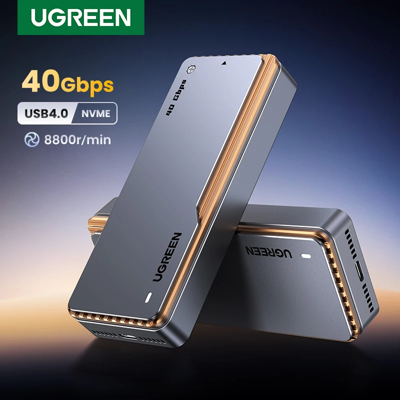 UGREEN 40Gbps NVMe SSD Enclosure M.2 to USB4.0 SSD Case Compatible with M.2 NVME PCIe Built-in Cooling Vest Aluminum Heat Sink