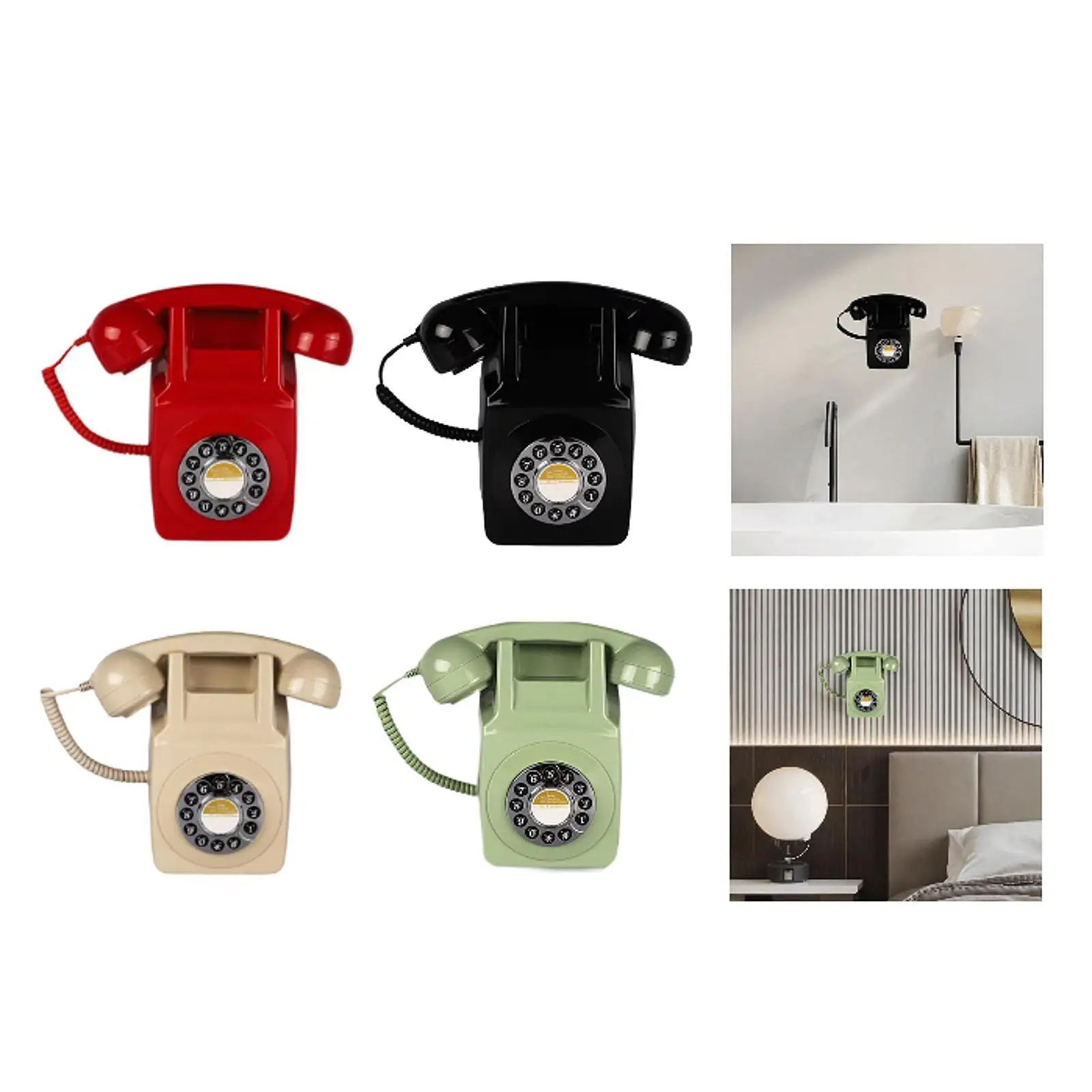 Retro Landline Phone Wall Mount Party Hotel Dial Phone Bar Corded Telephone