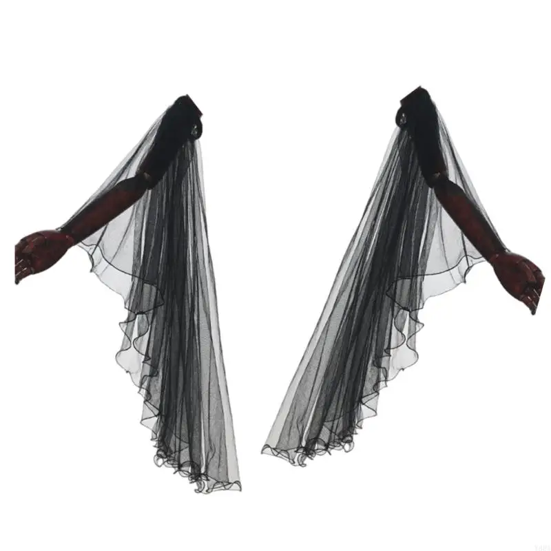 Y88A Victorian Tulle Tulle Gloves Halloween Renaissances คอสเพลย์ชุดผ้าชีฟองที่ถอดออกได้