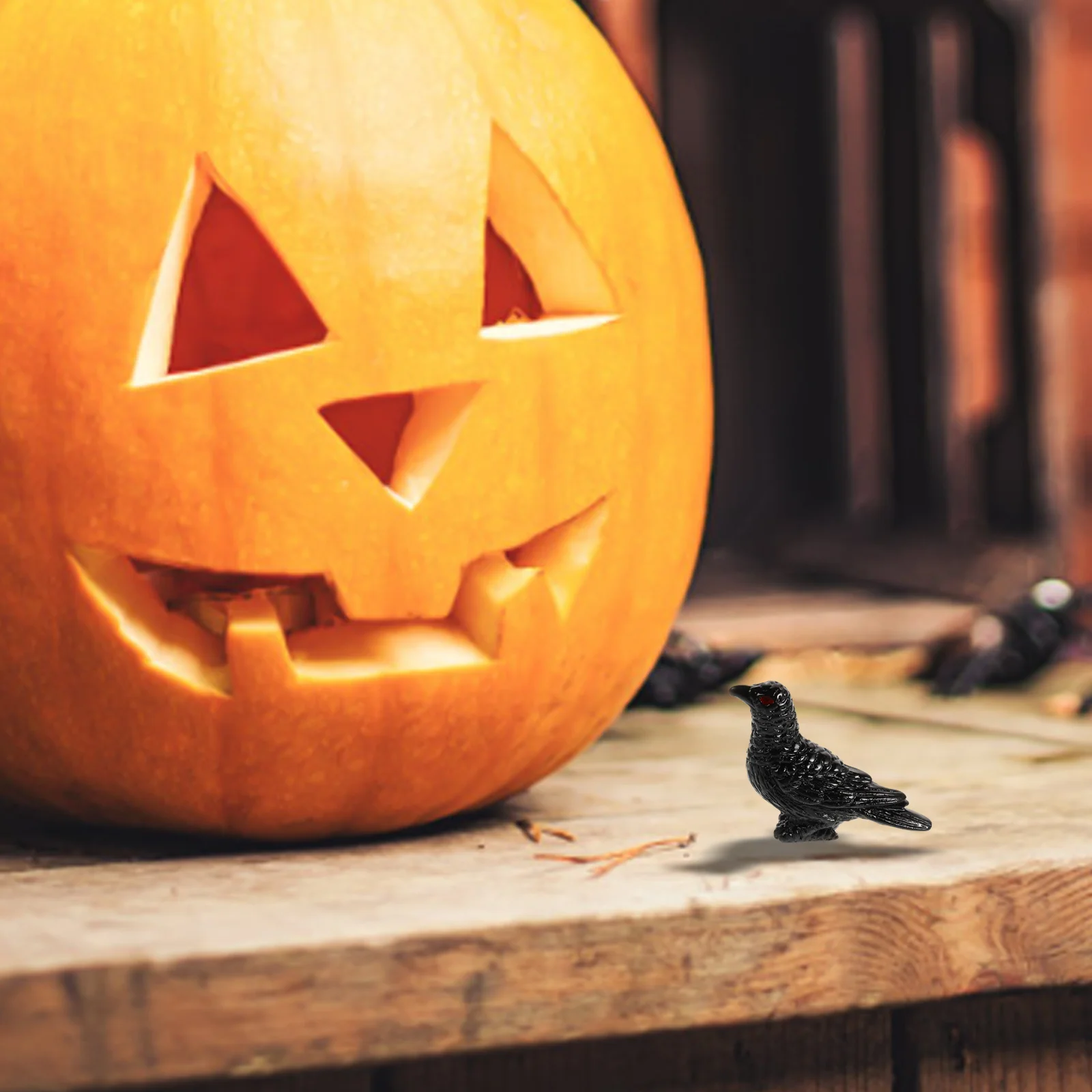 12 Stuks Mini Kraai Hars Standbeelden Halloween Decoratieve Miniatuur Zandtafel Ornamenten Mini Kraai Zand Tafel Decor Desktop Ornament