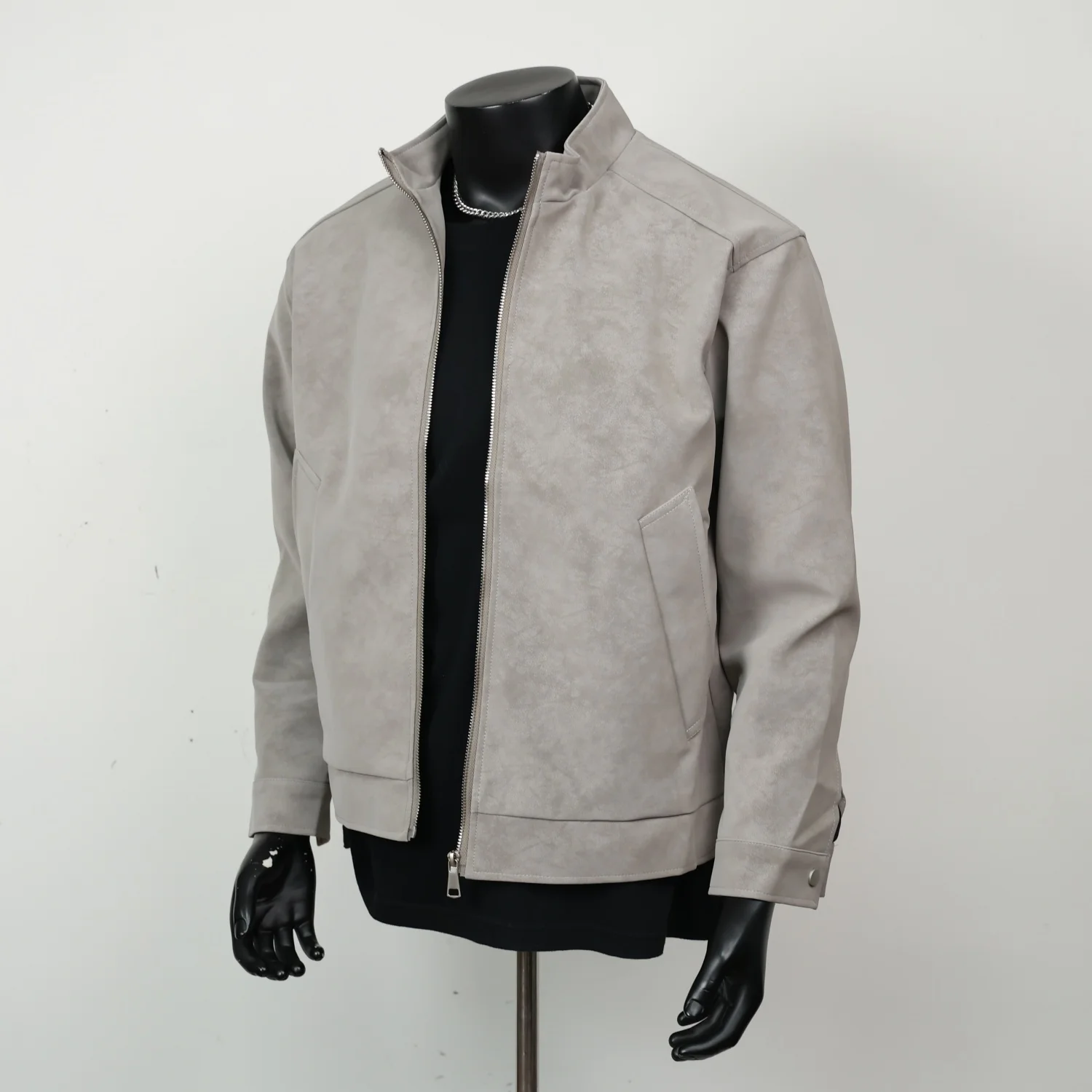 

Mukuan Wolf American Retro Matte Stand Collar PU Leather Jaet Men's ort Sle Flight Jaet Ball Game Coat for Autumn