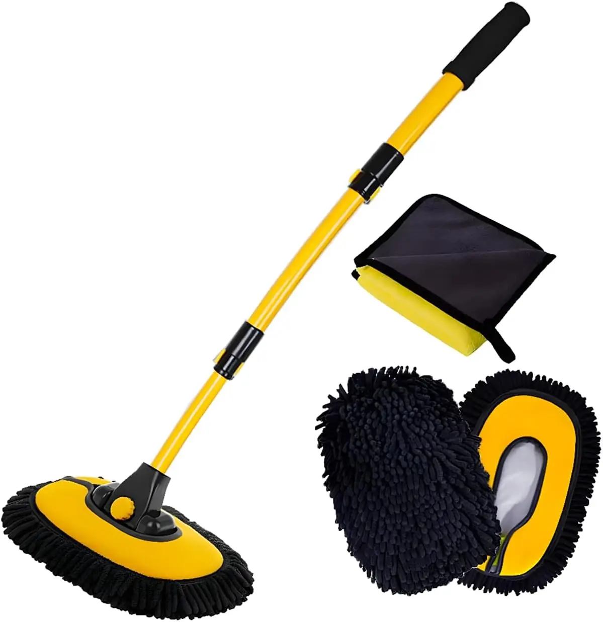 

Long Handle Car Wash Brush Kit with Microfiber Towels and Adjustable Pole for Cars Trucks