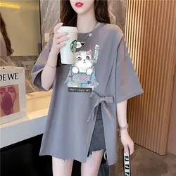 Women Summer Fashion Simplicity Loose Printing O-neck Short Sleeve T-Shirt Women Clothes Casual Appear Thin Cartoon Trend Tops