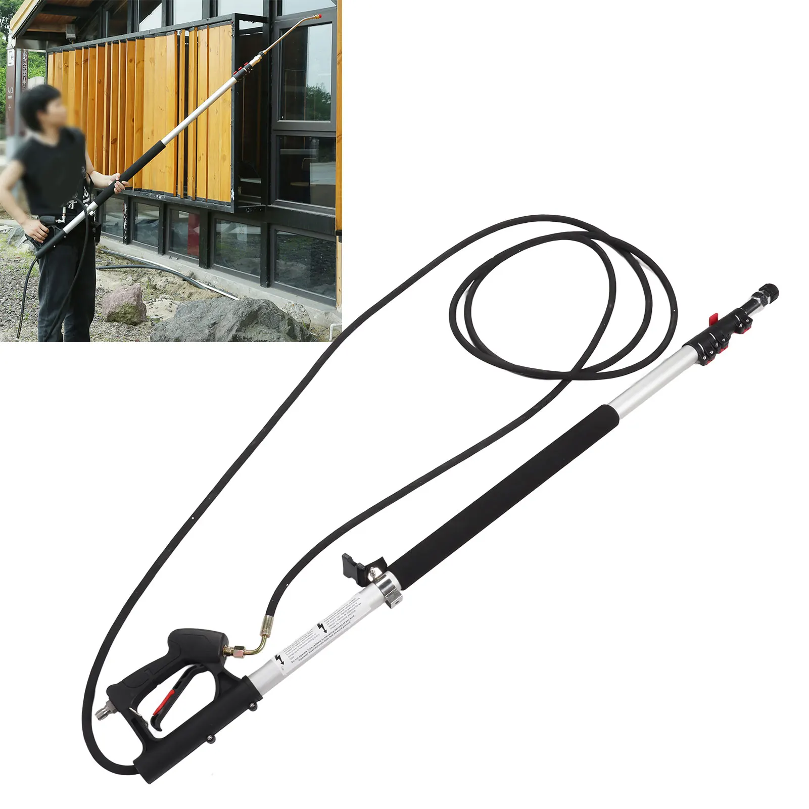 Telescoping Pressure Washer Wand 6.33m 5 Section Retractable Gutter Cleaning Tools Extension Wand with Nozzle