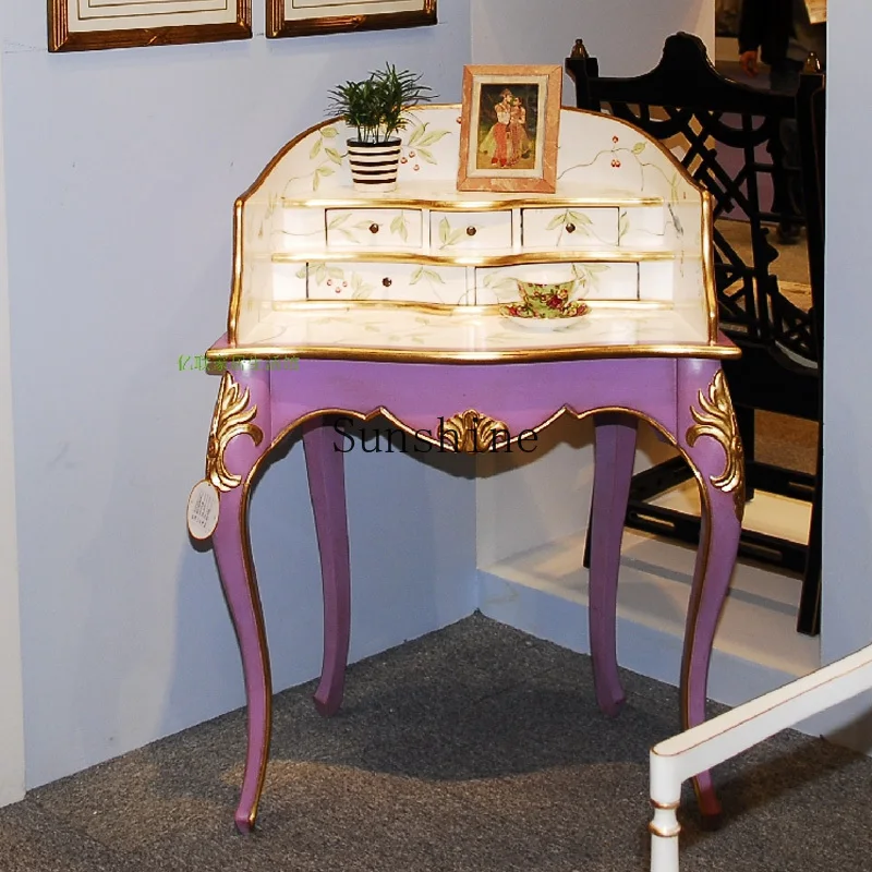 

Hand painted solid wood European neoclassical heavy industry painting, blue-green-cyan 0.8 meters dresser