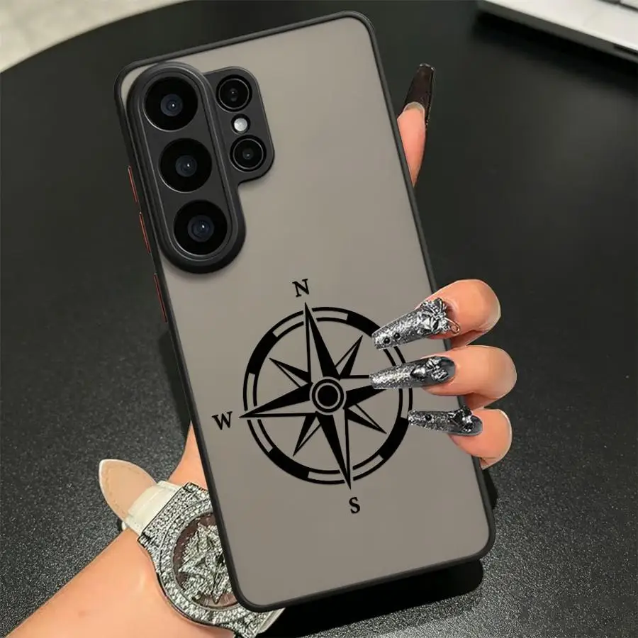 Simple Vintage Compass Line Art Case for Samsung Galaxy S26 S23 FE S21 S20 FE S24 Plus S25 Ultra Note 20 Ultra 10+ S22 Funda