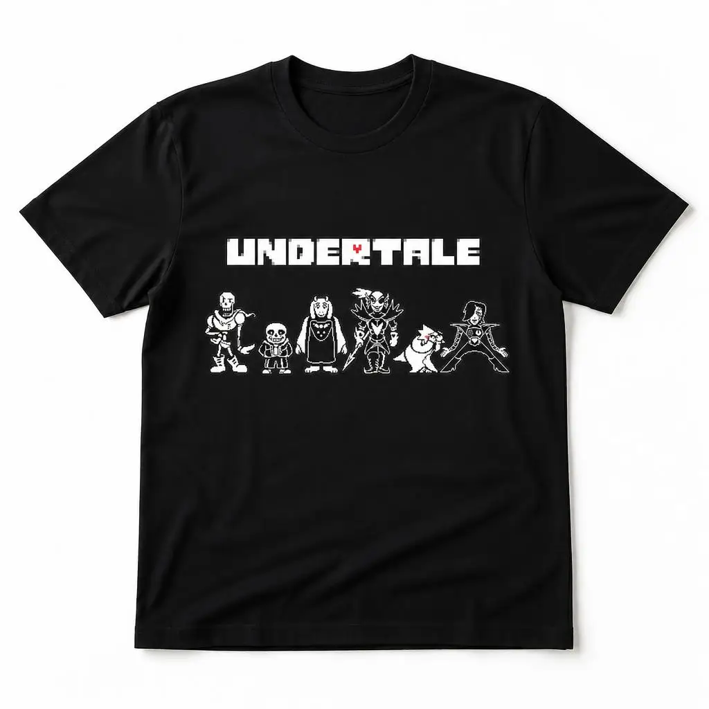 Undertale Cast T Shirts Casual Tees Short Sleeve Round Collar T-Shirt Pure Cotton Tops