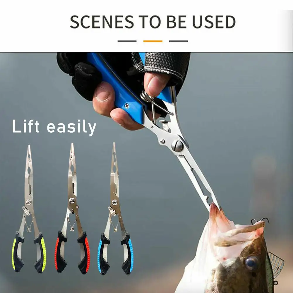 Fish Pliers Long Nose Anti-slip High-strength Multifunctional Cut Fishing Line Fishing Tied Hooks Pliers Angling Equipment