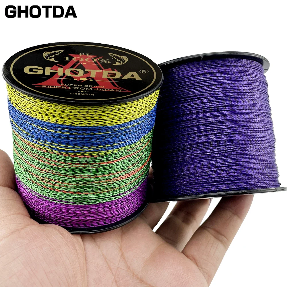 Ghotda 4 Strands 300M Multicolor Braided Fishing Line Invisible Spotted Sea Saltwater Carp Fishing Weave Extreme 100% PE