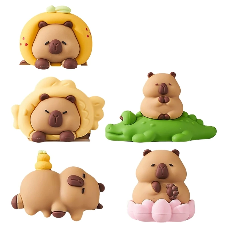 Resins Capybara Animal Figures for Computer Monitors Decors Desk Accessories