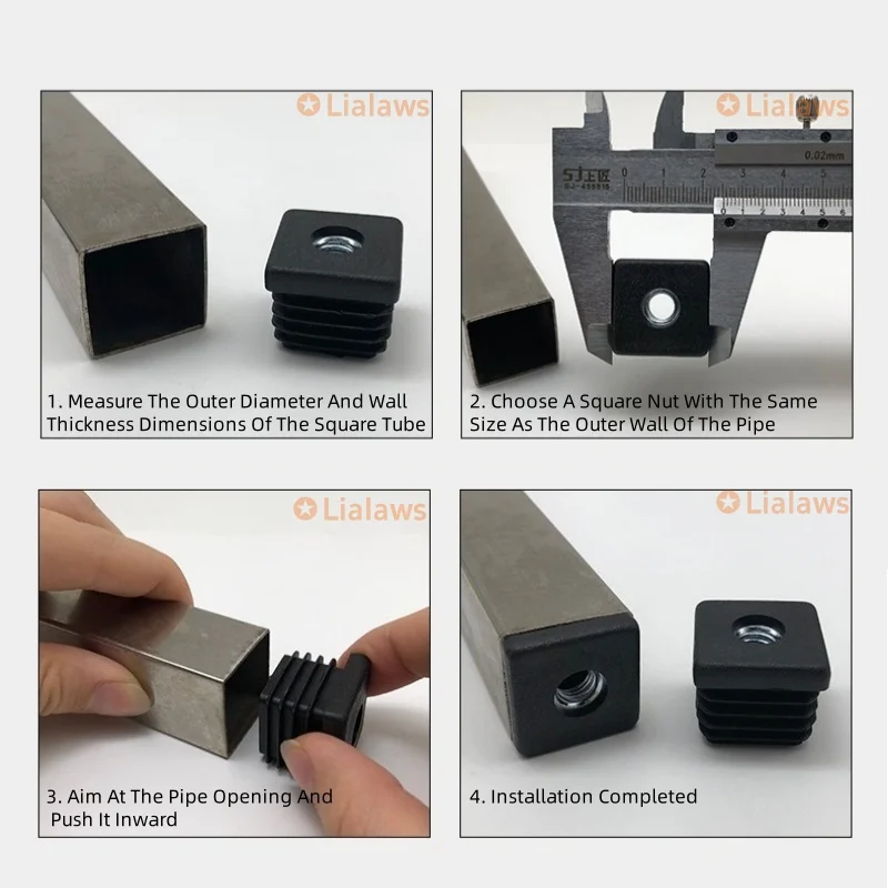 10 Buah Sumbat Kaki Mur Plastik Persegi/Bulat Hitam M6 M8 M10 dengan Sisipan Lubang Mur Topi Penutup Pipa Steker Tabung Kaki Furnitur