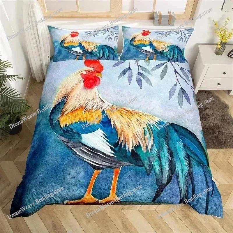 

3D Print Rooster Farm Animal Cartoon Bedding Set Duvet Cover Bed Set Quilt Cover Pillowcase Comforter king Queen Size Boys Adult