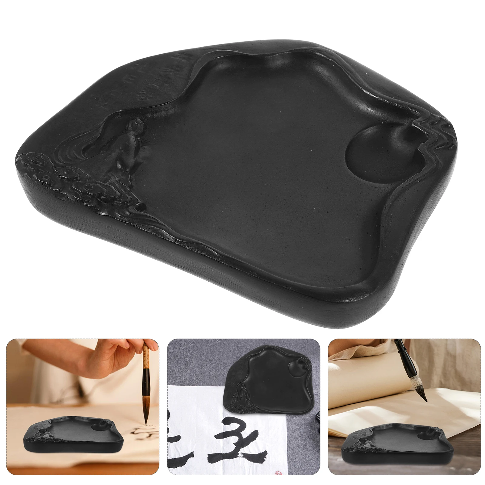

Calligraphy Inkstone Chinese Painting Plate Ceramics Delicate Inkslab Supplies Pen Holder Black Handwriting Practice Travel