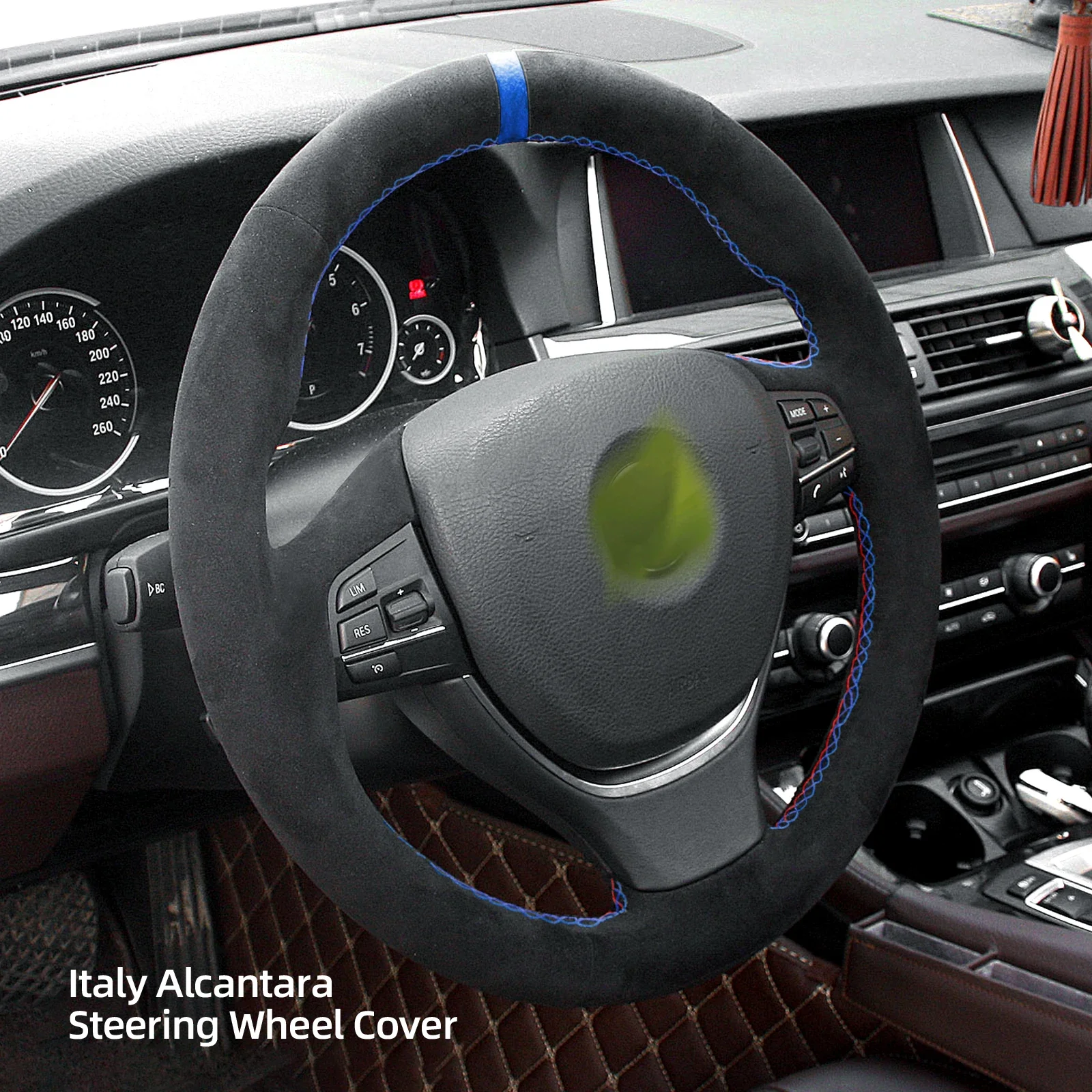 Hand-Stitch Non-slip Alcantara Leather Car Steering Wheel Cover Wrap for BMW 5 6 7Series M5 F10 F11 F07 F12 F13 F06 Accessories