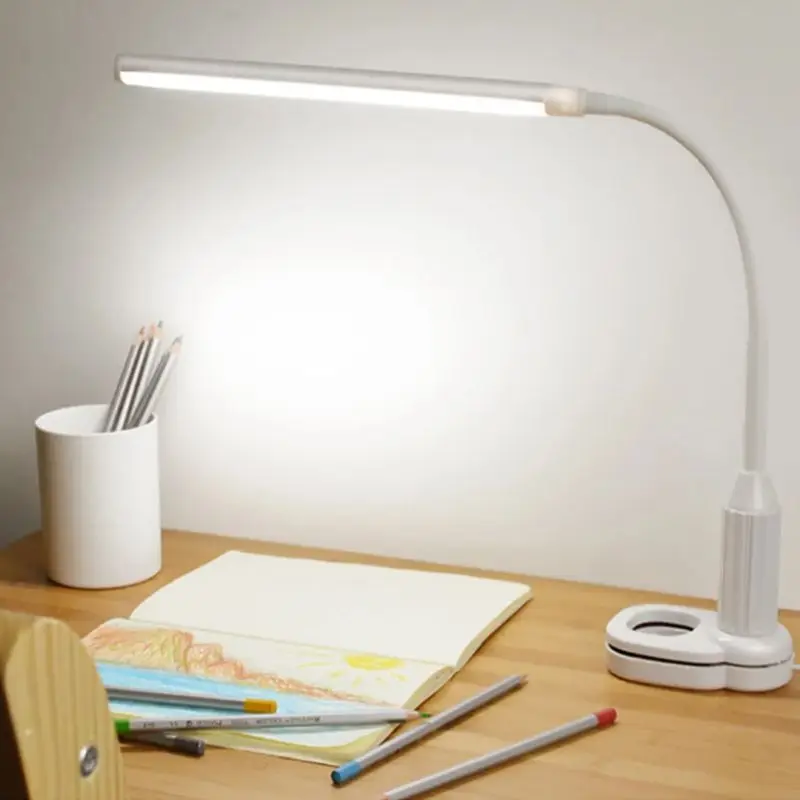 LED Desk Lamp, Eye-caring Table Lamps, Promise Dimming Office Lamp with USB Charging Port, Touch Control, Memory Function, White