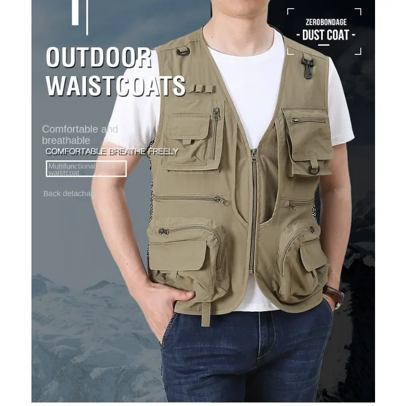 Sleeveless Jacket Denim Vest Waterproof Safety Men Industrial Fishing Clothing Hunting Work Windbreaker Cowboy Man Luxury Men's