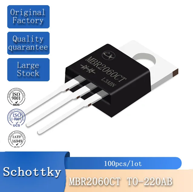 100pcs MBR2060CT TO-220AB Lingxun Schottky Diode 20A 60V