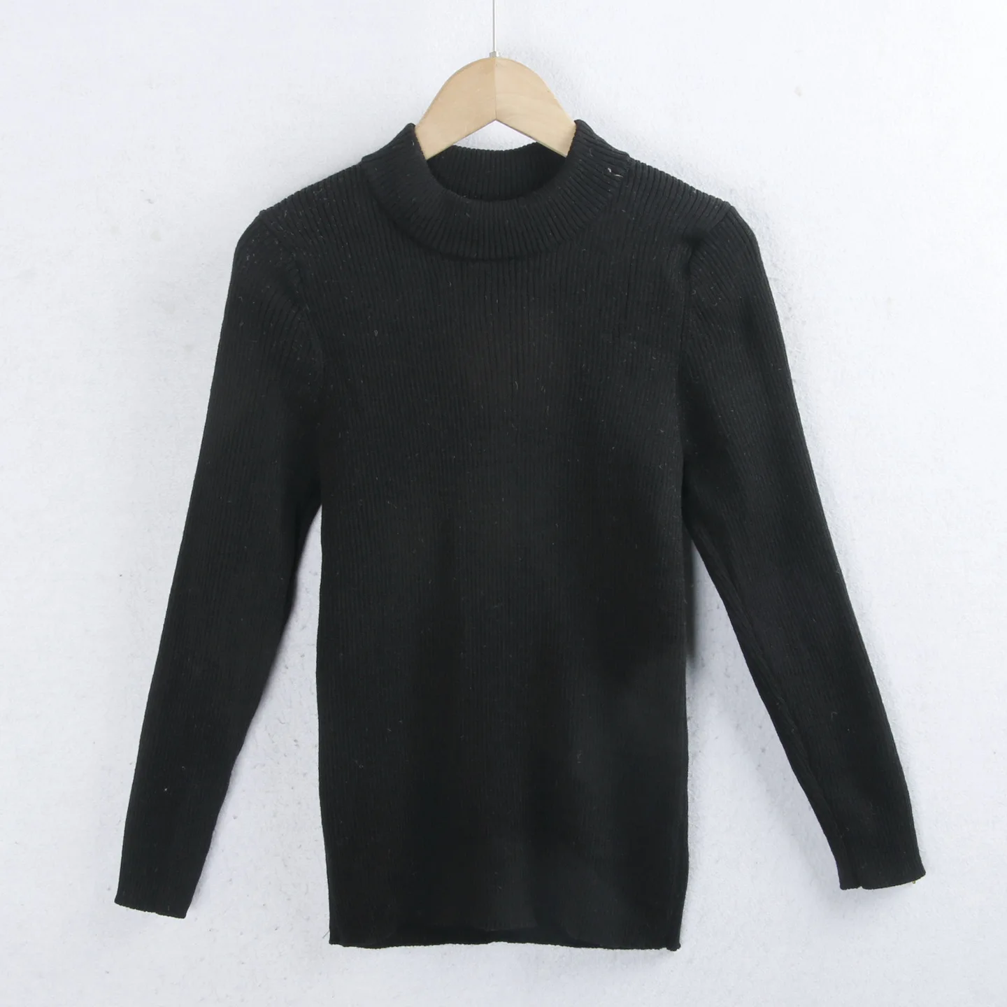 

Women's round Ne Knitwear Long Sve Slim Fit High Elastici Color Autumn Winter Casual Sle Faionable Inner Wear