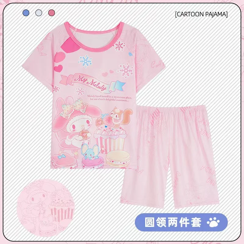 Set of Short Sleeved Shorts Pajama Girl Pijama Sets for Children Children's Pajamas Girls Loungewear Sleepwear Robe Clothing