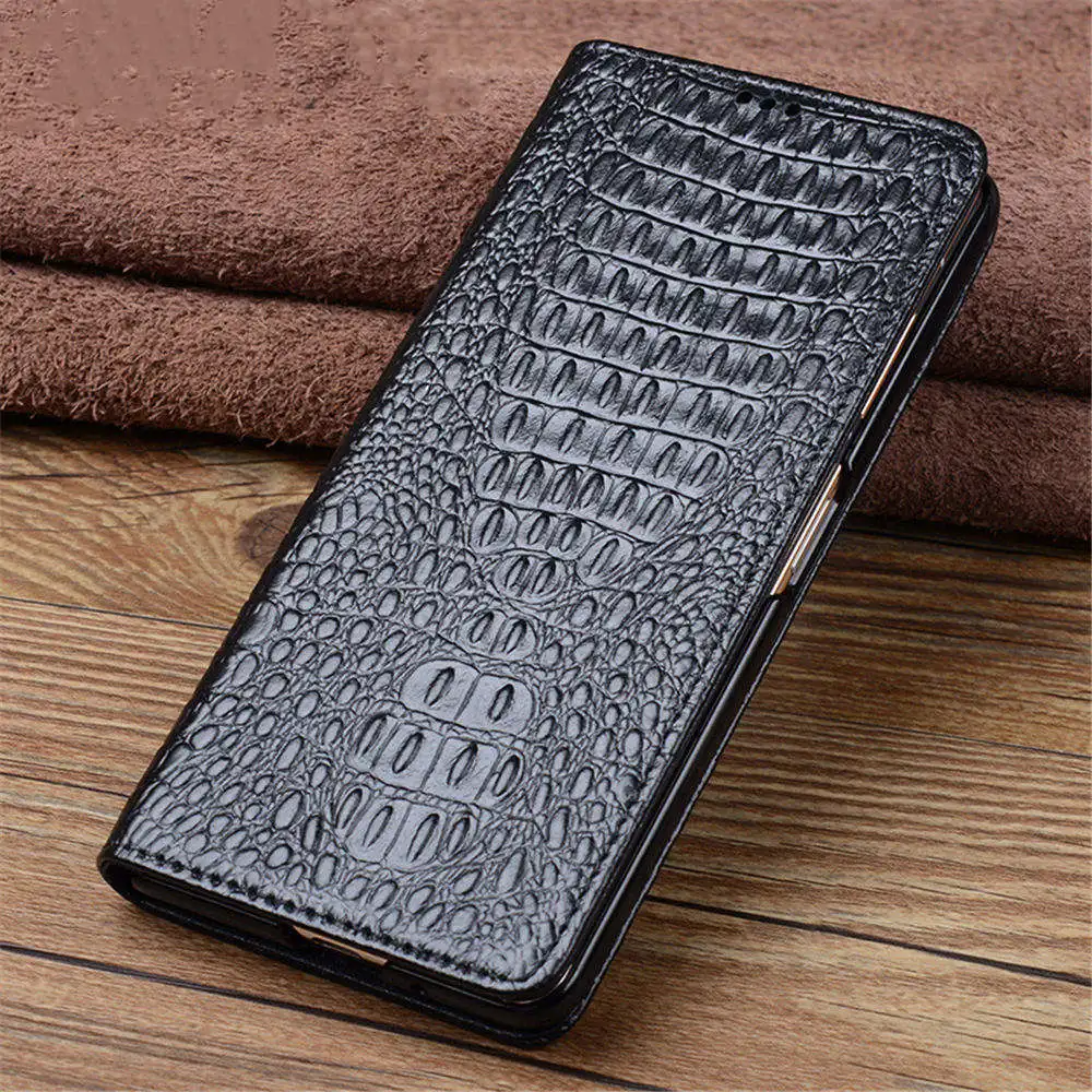 

Magnetic Genuine Leather Crocodile Case For Honor Magic V2 Business Armor Full Cover