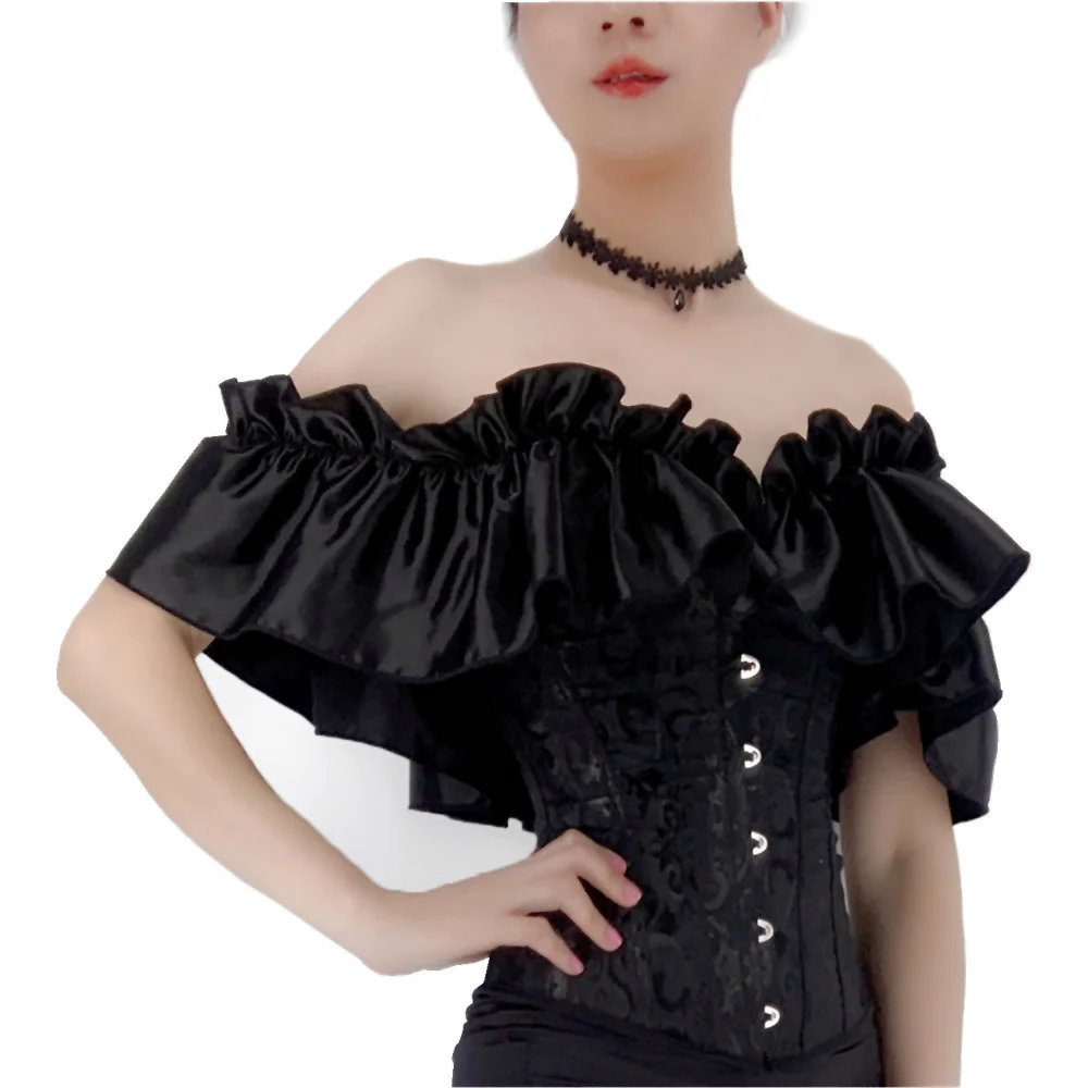 할로윈 파티를위한 꽃 본드 Bustier 섹시한 몸통 란제리 레이싱 슬리브와 여성 코르셋 탑