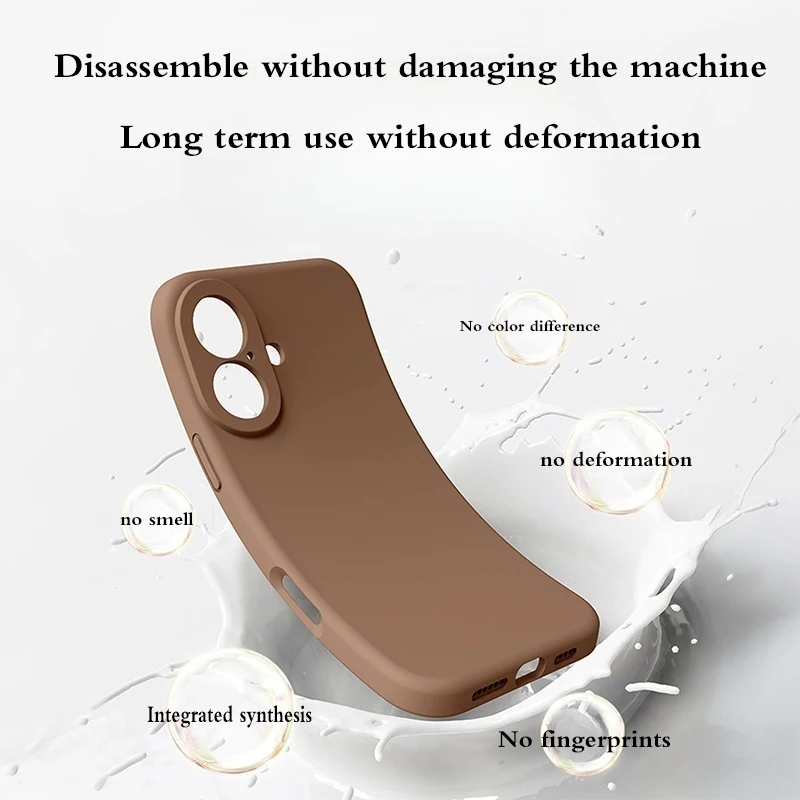 Brown New Liquid Silicone Camera Protection Case for iPhone 16 15 14 13 11 12 Pro Max Plus Soft Shockproof Colorful Cover