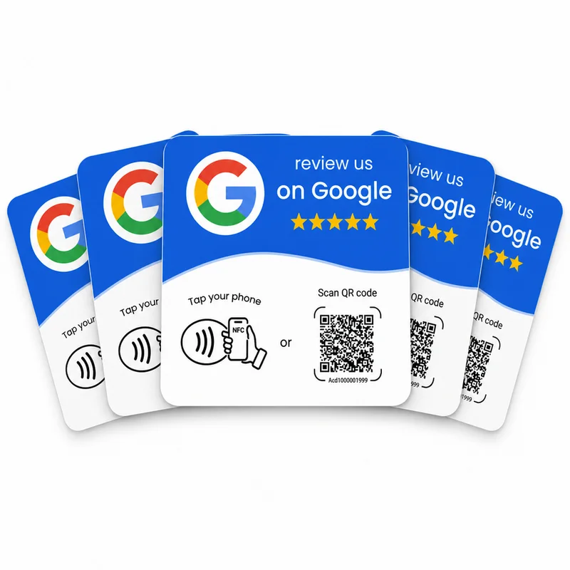 Custom QR Code Sign Acrylic Google NFC+QR Code Card Programmable NTAG215 Chip Printable Square NFC Tag Card Tap Google Reviews