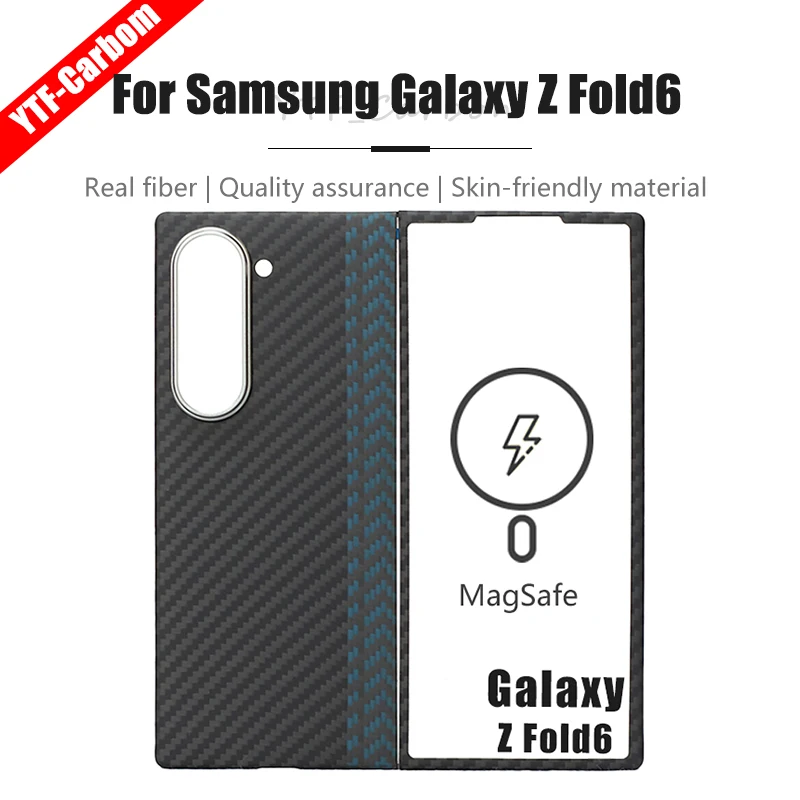 

YTF-Carbon Real Carbon fiber Z Fold6 Case For Samsung Galaxy Z Fold6 case Aramid fiber Z Fold 6 Anti-fall Phone shell