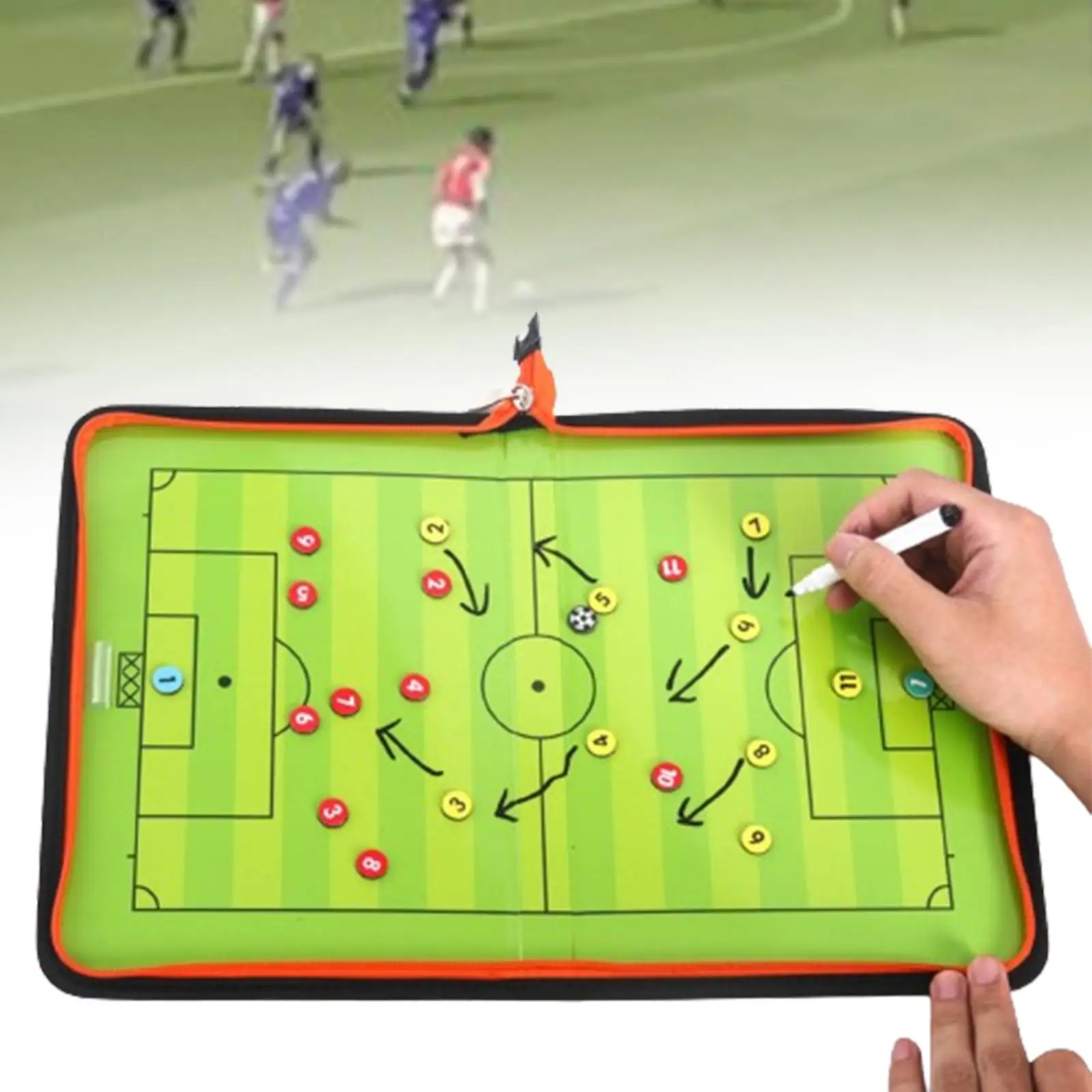 

Soccer Coaching Board with Pen Professional Erasable Game Plan Demonstration Strategy Board for Techniques Training Accessories