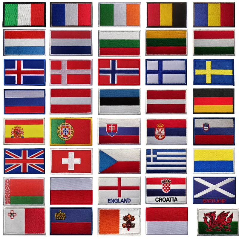 Parche de bandera bordado de países del mundo, gancho trasero con pieza de bucle, insignia de moral de colores nacionales de Asia, Europa, África, América, personalizado