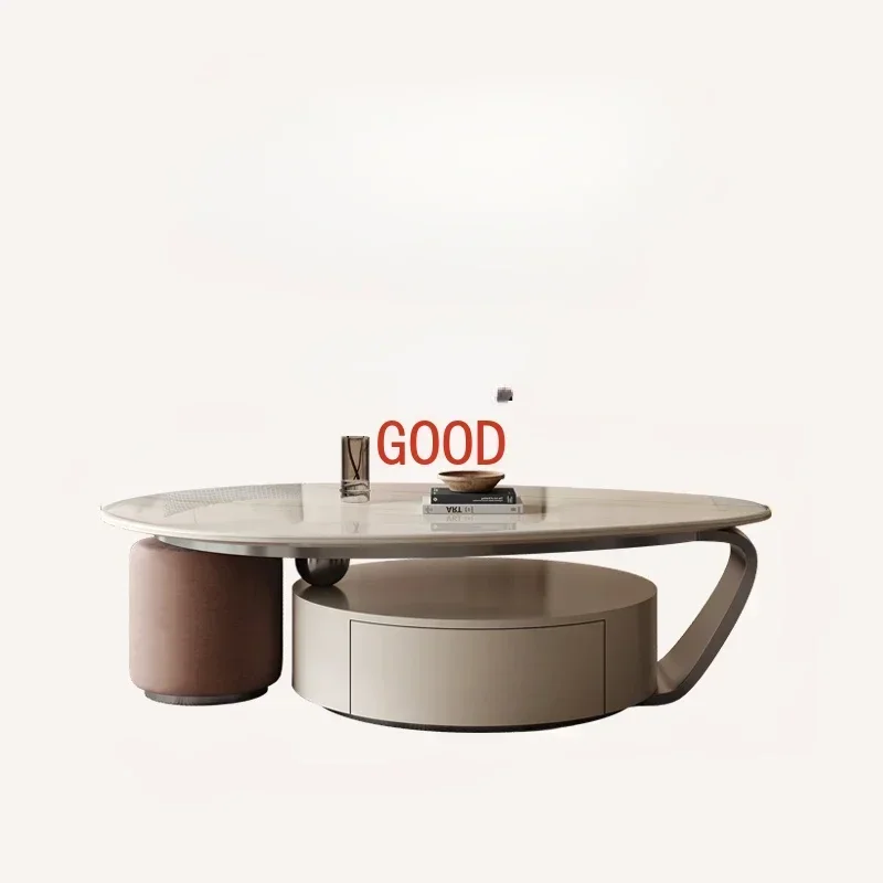 

Modern Minimalist Super Crystal Stone Endtable Light Luxury Home Living Room Small Apartment Oval Shaped Art Tea Table