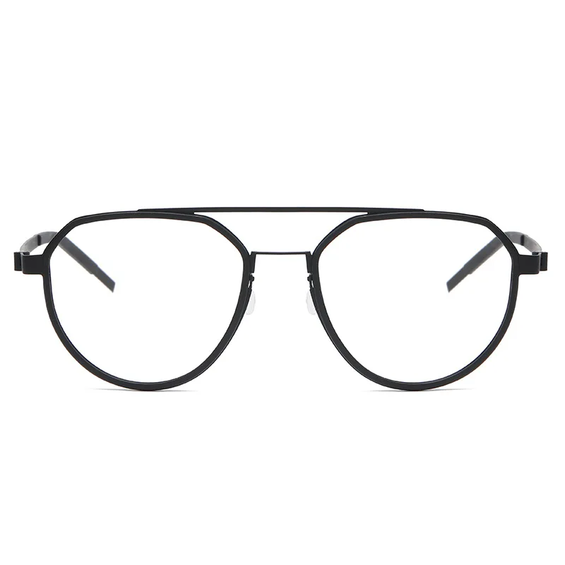 9745 Retro Artistic Double Beam Screwless Pure Titanium Eyeglass Frame