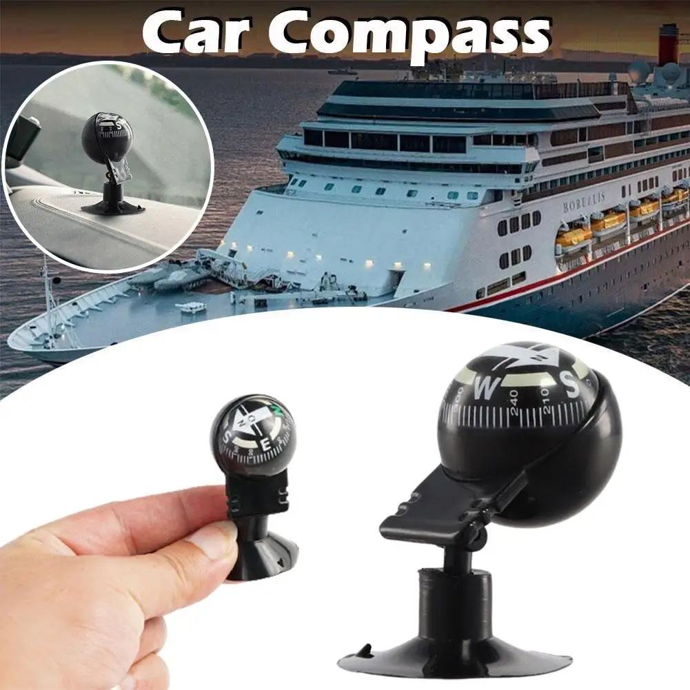 360 Degree Rotation Waterproof Vehicle Navigation Ball With Cup Suction Truck Car Pointing Ball Shaped Guide Compass I1Q2