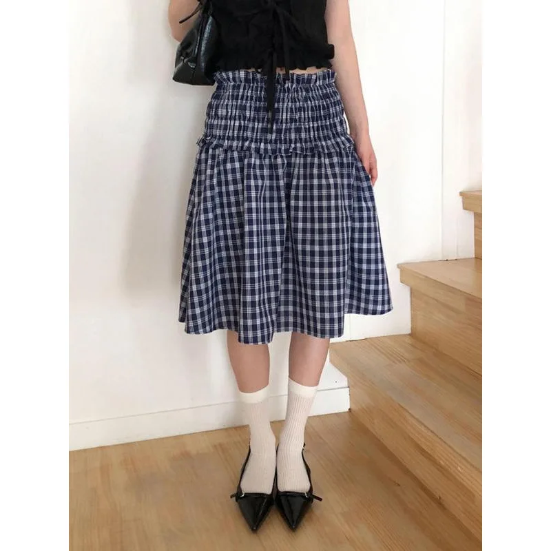 

College Plaid Skirt Checkered Half-length Skirts for plus Size Women Winter Season Fashion Ladies' Premium Clothing